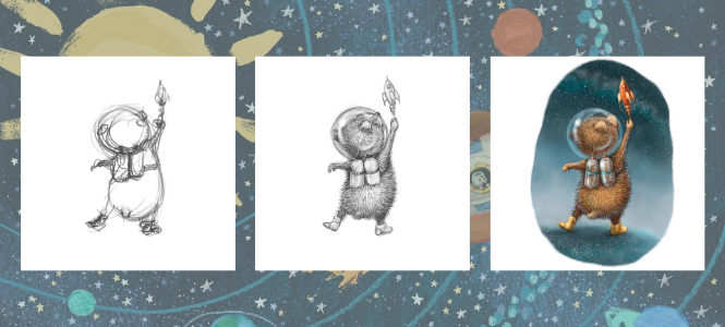 Bear in Space - Sketch Progression
