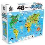 World Map : 48-Piece Jumbo Floor Puzzle - BMS Brands