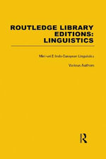 Routledge Library Editions : Linguistics Mini-set E: Indo-European Linguistics - Various