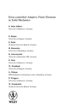 Error-controlled Adaptive Finite Elements in Solid Mechanics - Walter Wunderlich
