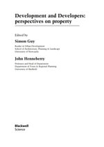Development and Developers : Perspectives on Property - Simon Guy