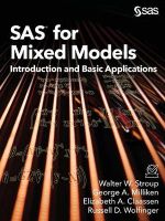 SAS for Mixed Models : Introduction and Basic Applications - Walter W. Stroup