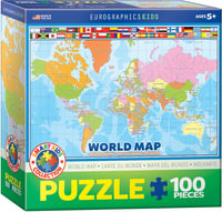 World Map : 100 Piece Kids Jigsaw Puzzle - Eurographics