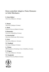 Error-controlled Adaptive Finite Elements in Solid Mechanics - Walter Wunderlich