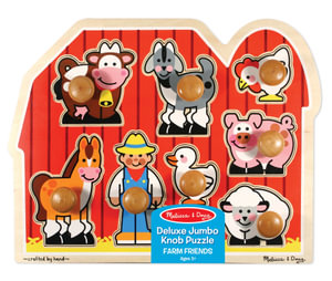 Large Farm - Jumbo Knob Wooden Puzzle : 8-Piece Wooden Puzzle for Toddlers - Melissa & Doug