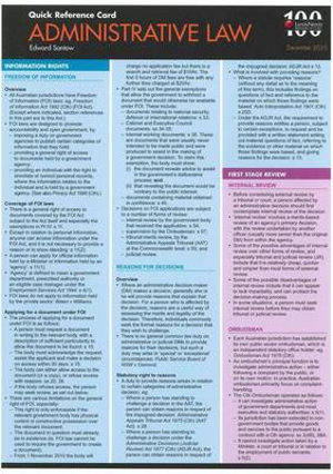 Quick Reference Card - Administrative Law - Edward Santow