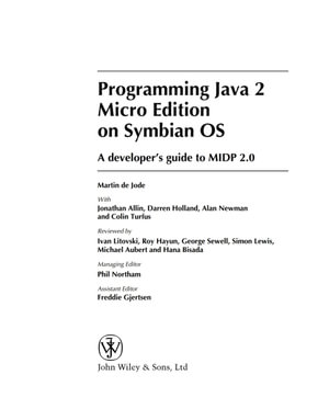 Programming Java 2 Micro Edition for Symbian OS : A developer's guide to MIDP 2.0 - Martin de Jode
