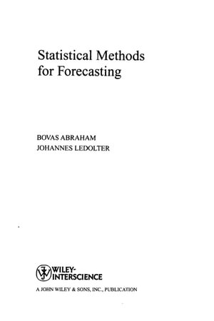 Statistical Methods for Forecasting - Bovas Abraham