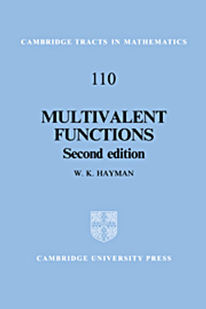 Multivalent Functions : Cambridge Tracts in Mathematics - No Information Available