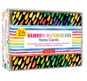 Rainbow Watercolors Note Cards - 24 Cards : 24 Blank Cards in 8 Unique Designs with 25 Patterned Envelopes - Tuttle Studio