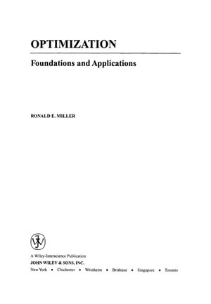 Optimization : Foundations and Applications - H. Ronald Miller