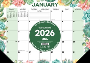 Succulents 2026 17 X 12 Small Monthly Deskpad - Willow Creek Press