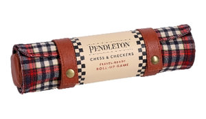 Pendleton Red Black Check Pattern Chess & Checkers : Travel-Ready Roll-Up Game - Pendleton Woolen Mills