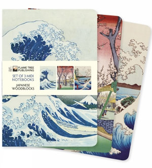 Japanese Woodblocks - Midi Notebook Collection (Set of 3) : Lined Pages, Sturdy Cover - FLAME TREE STUDIO